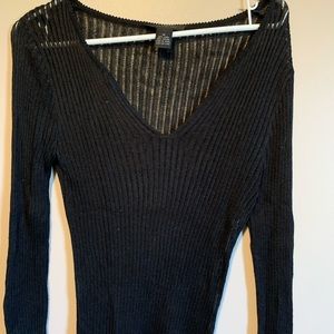Lightweight black V-neck sweater
